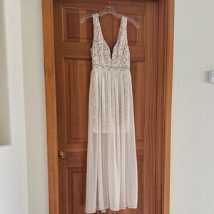 Lace halter dress chiffon skirt XS
